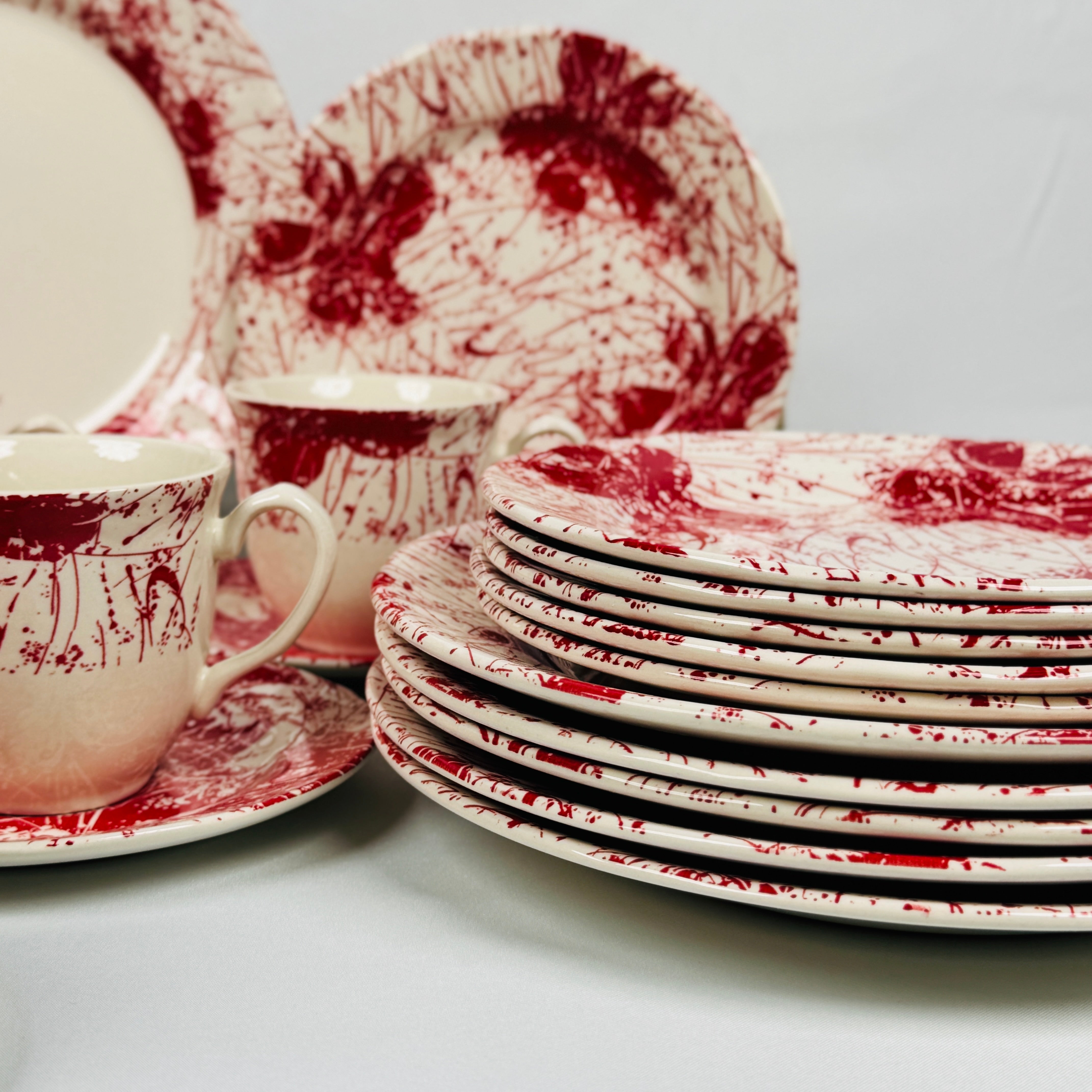 Splatters Pink (+Ve All Over) Dinner Set - Claytan
