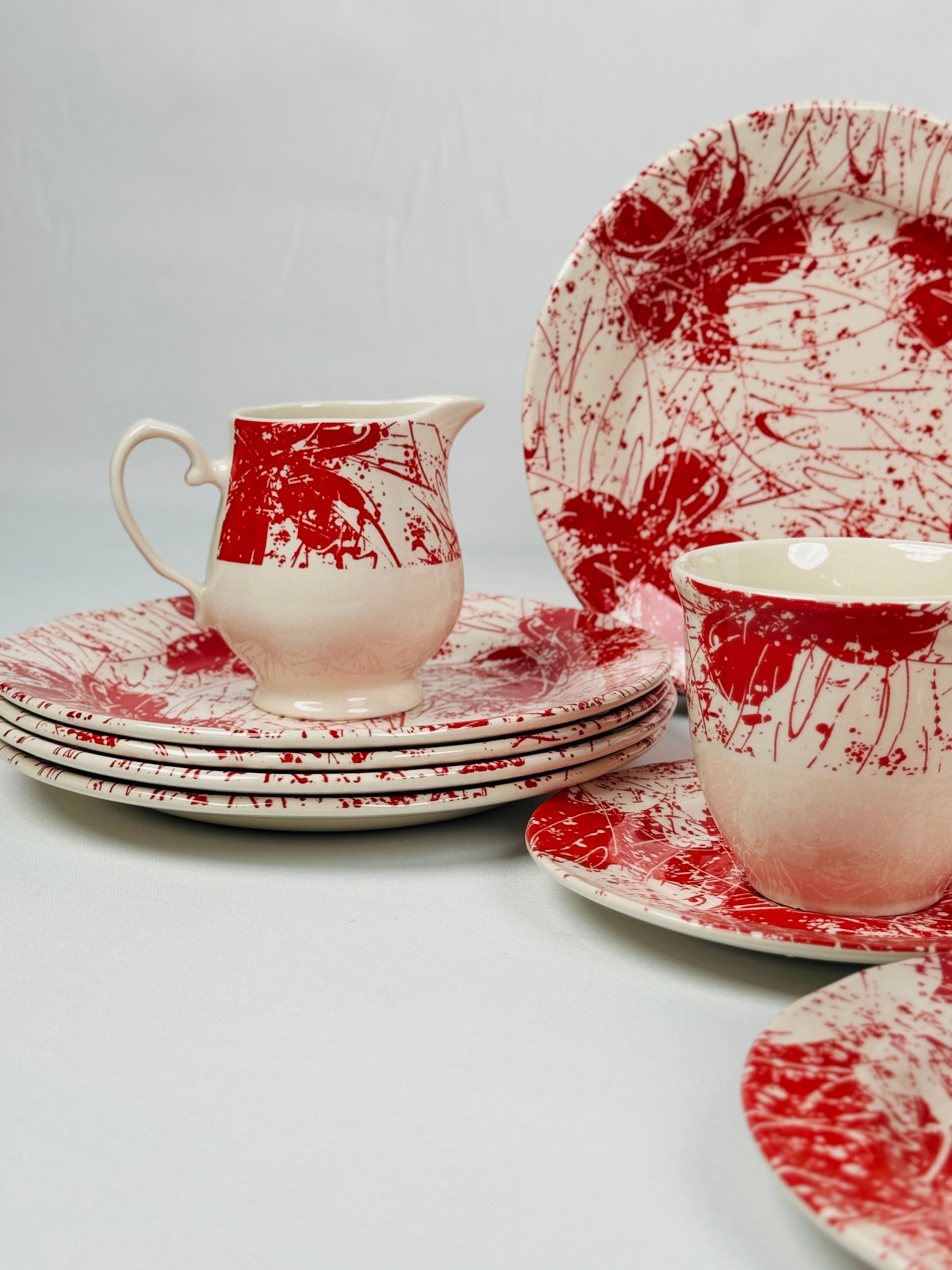 Splatters Pink (+Ve All Over) Dinner Set - Claytan