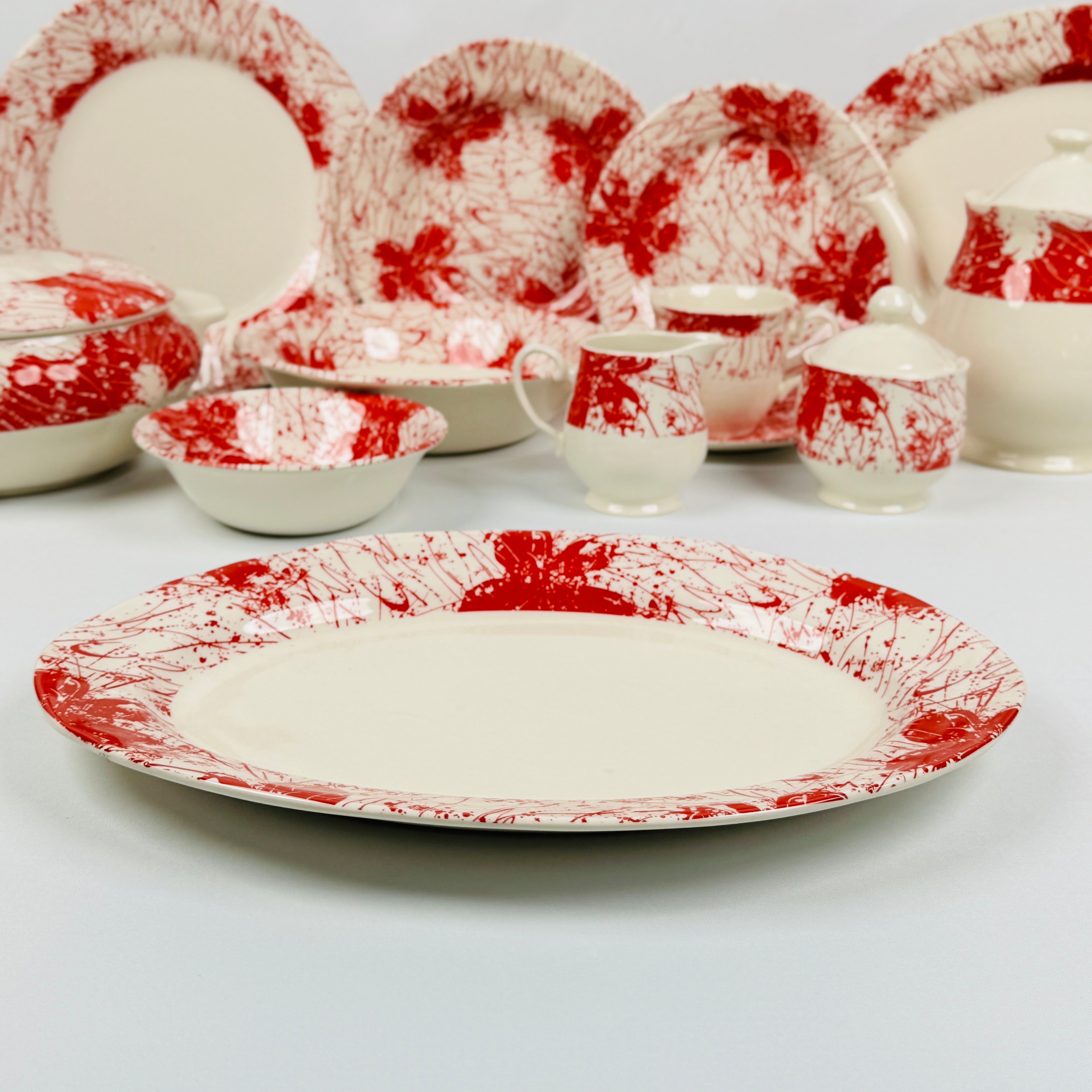 Splatters Pink (+Ve All Over) Dinner Set - Claytan