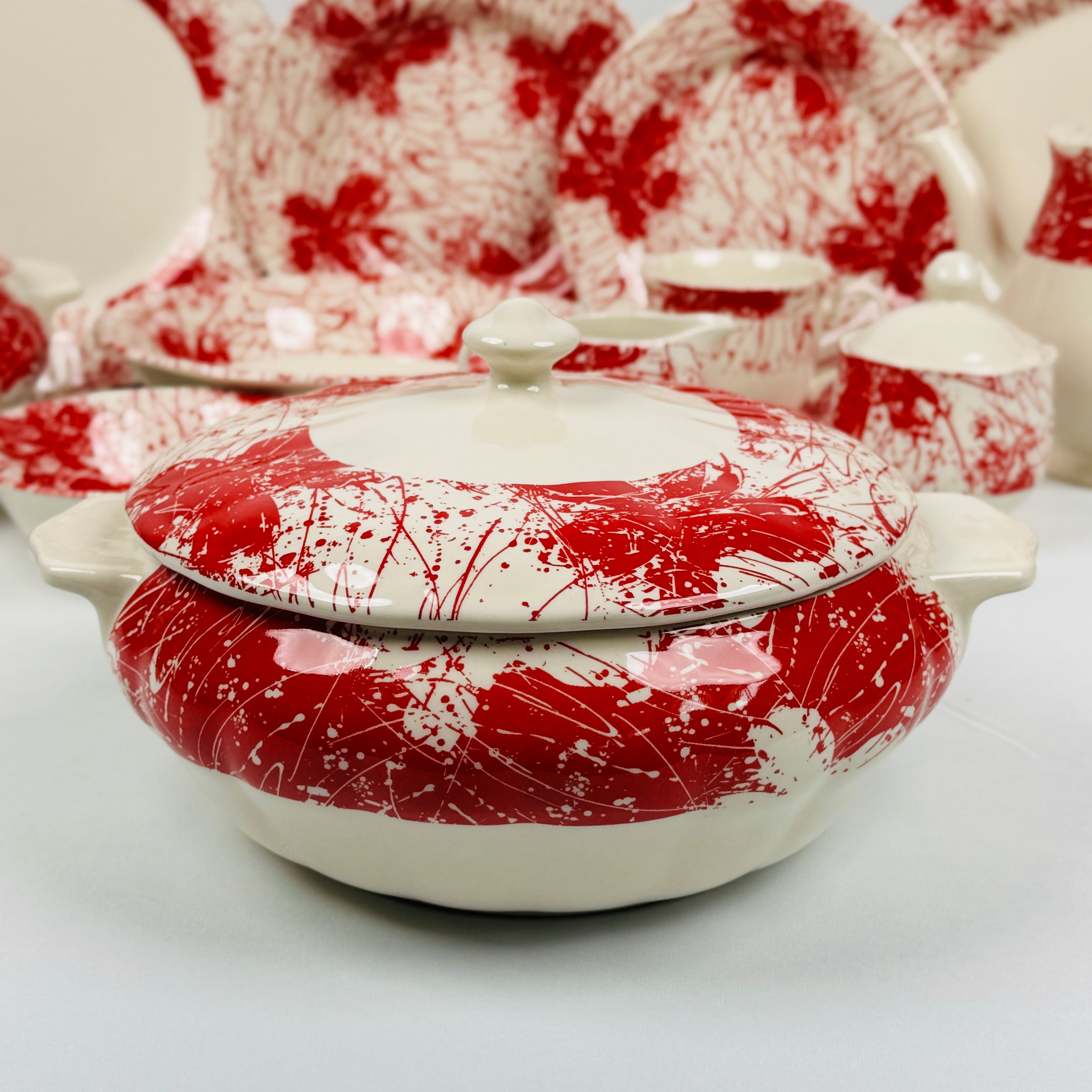 Splatters Pink (+Ve All Over) Dinner Set - Claytan