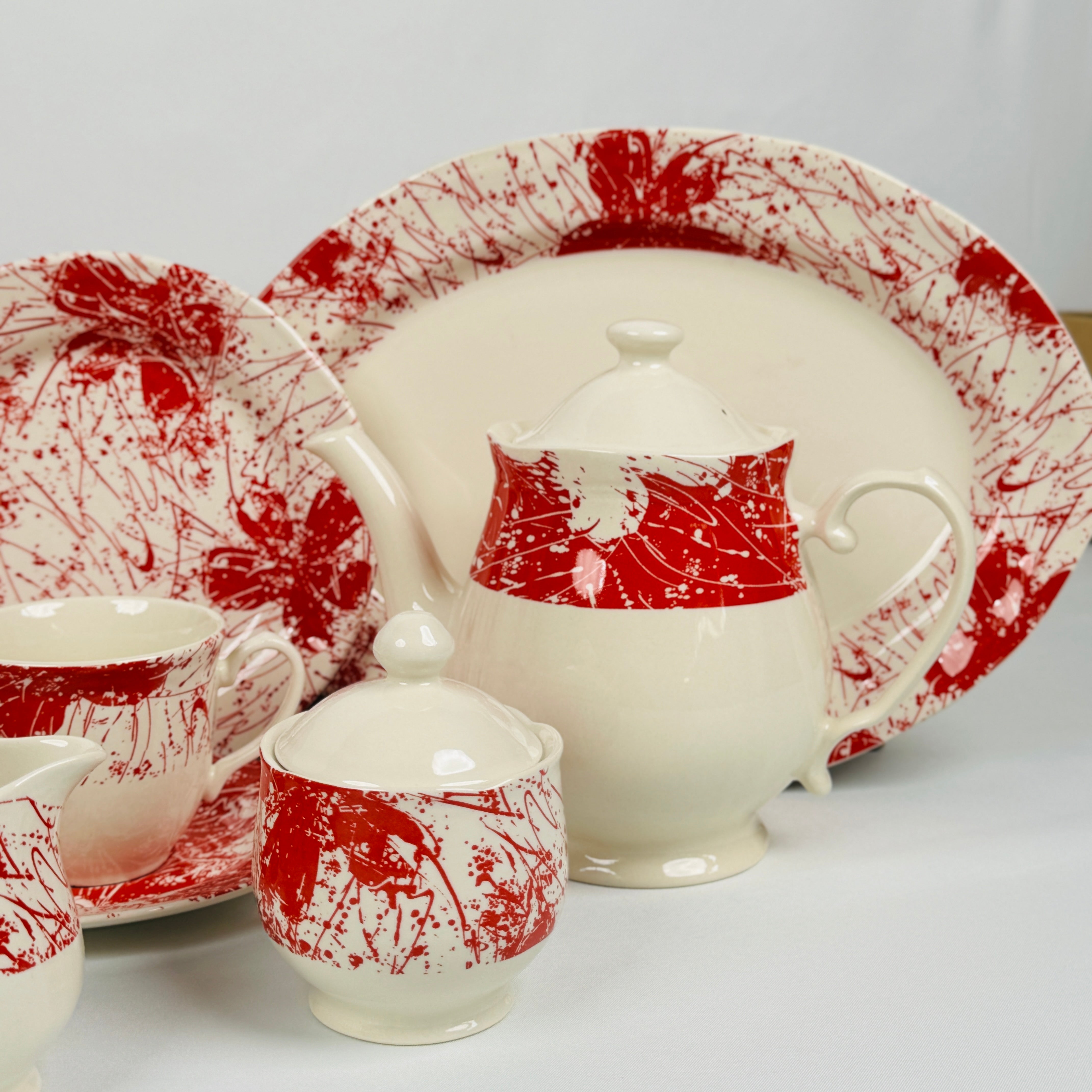 Splatters Pink (+Ve All Over) Dinner Set - Claytan