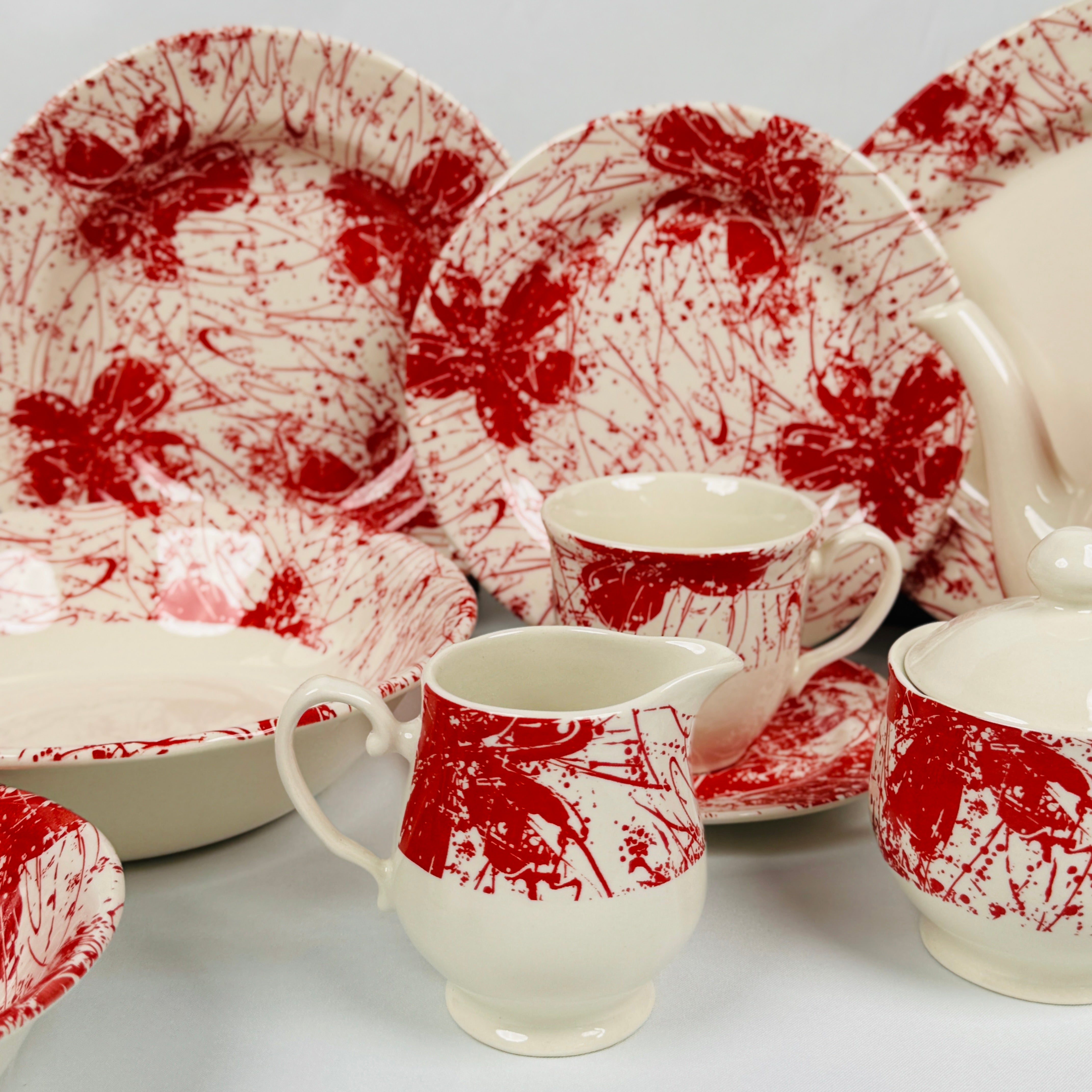 Splatters Pink (+Ve All Over) Dinner Set - Claytan