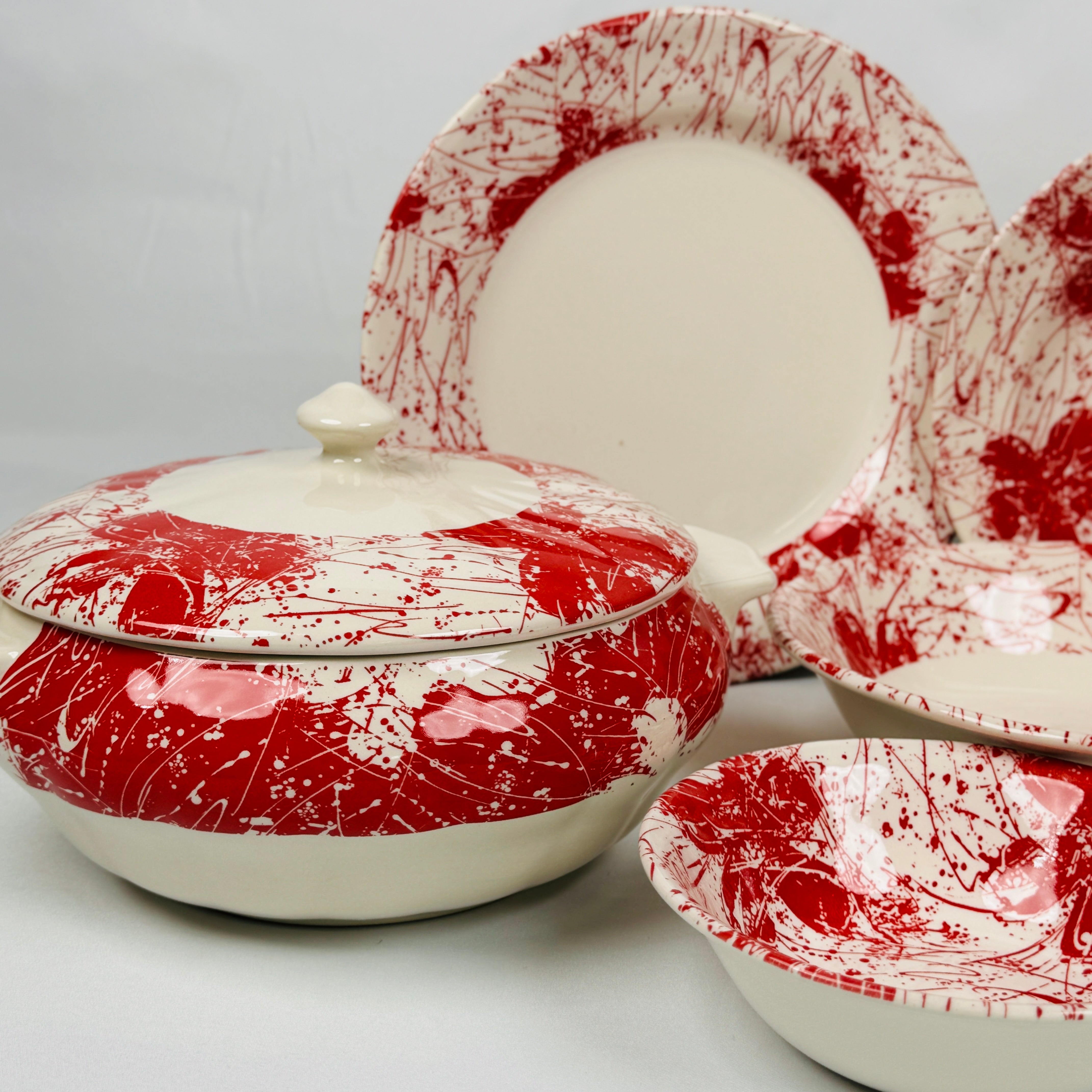 Splatters Pink (+Ve All Over) Dinner Set - Claytan