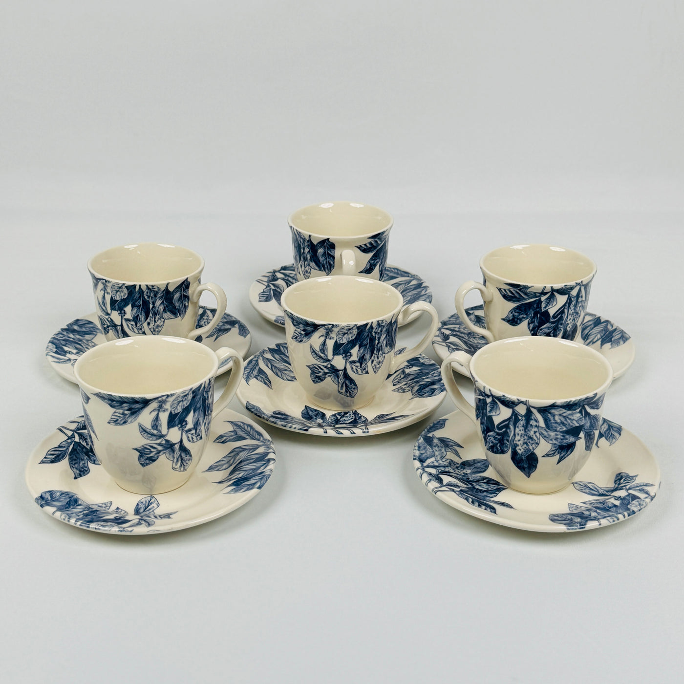 Botanical Leaf Blue Dinner Set - Claytan