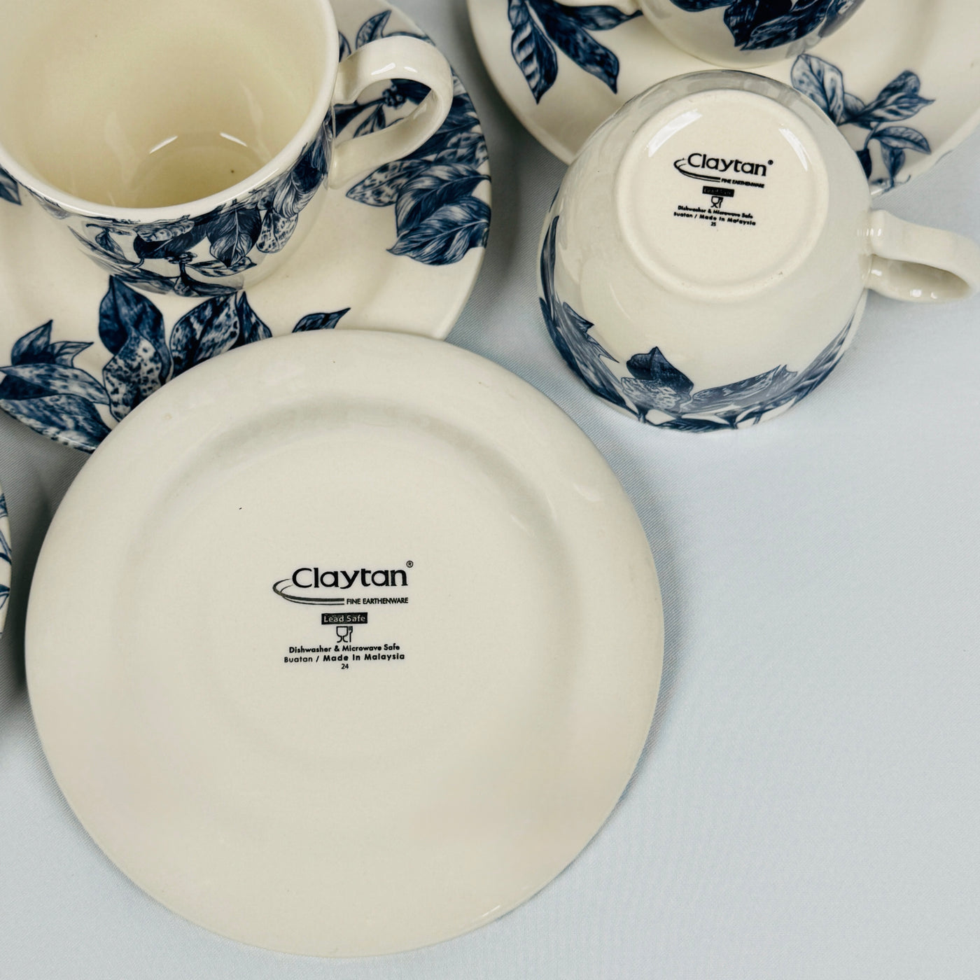 Botanical Leaf Blue Dinner Set - Claytan