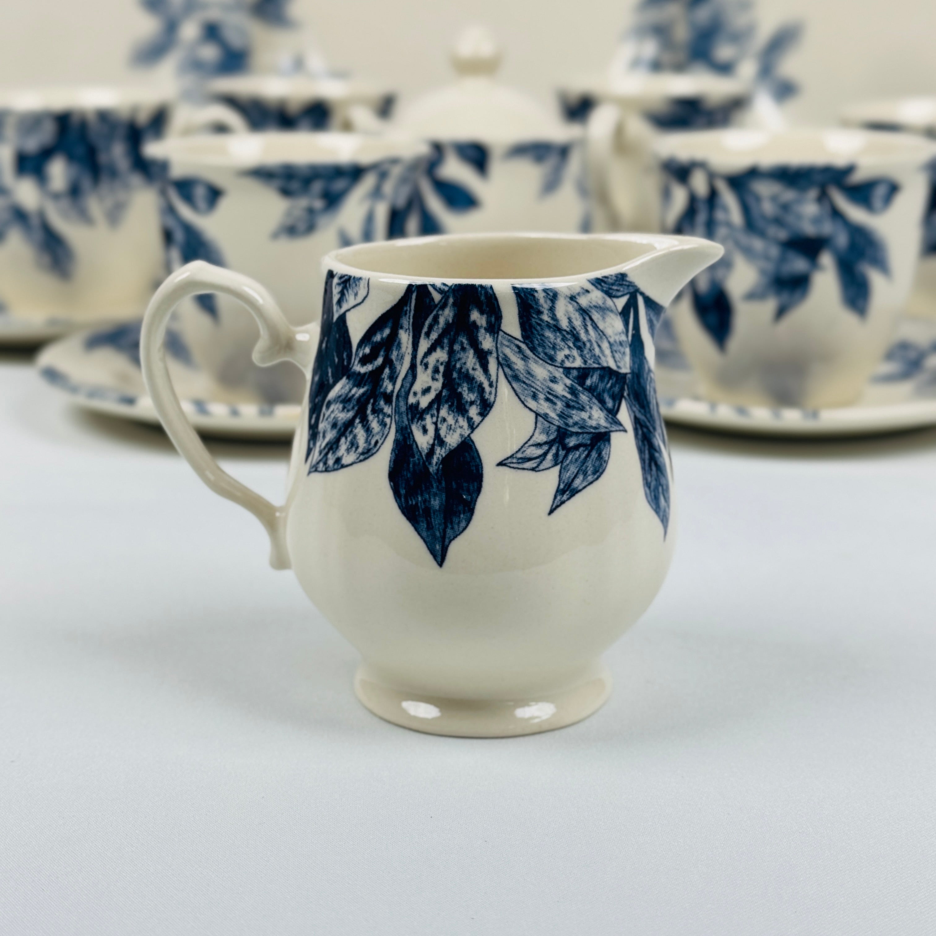 Botanical Leaf Blue Dinner Set - Claytan
