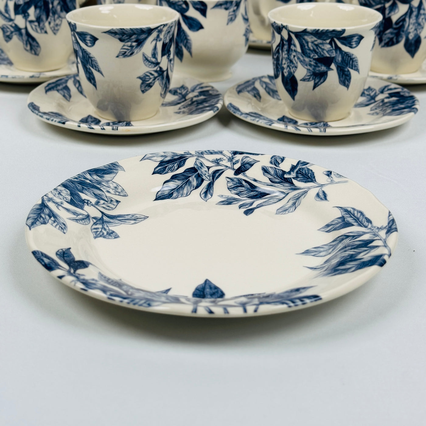Botanical Leaf Blue Dinner Set - Claytan
