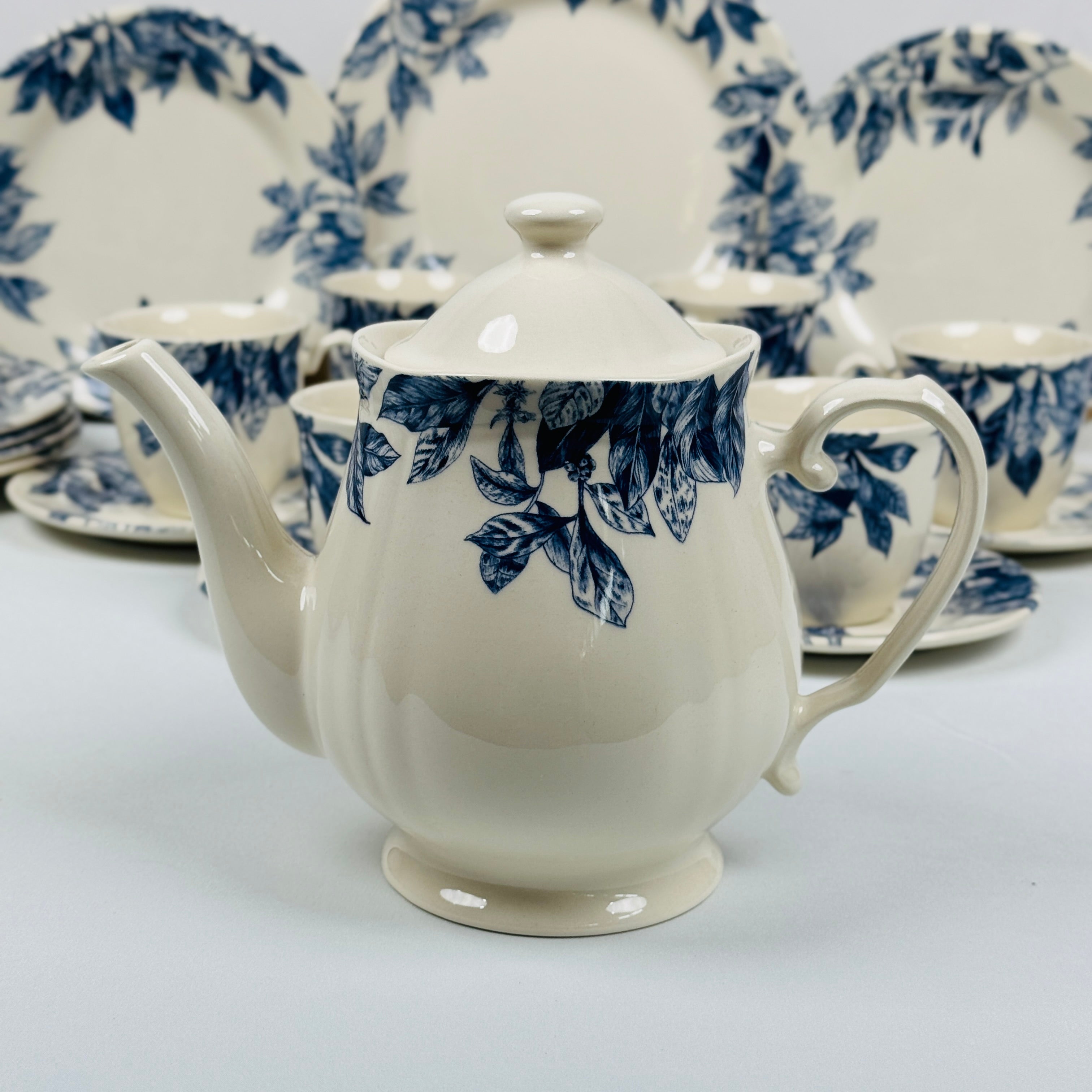 Botanical Leaf Blue Dinner Set - Claytan