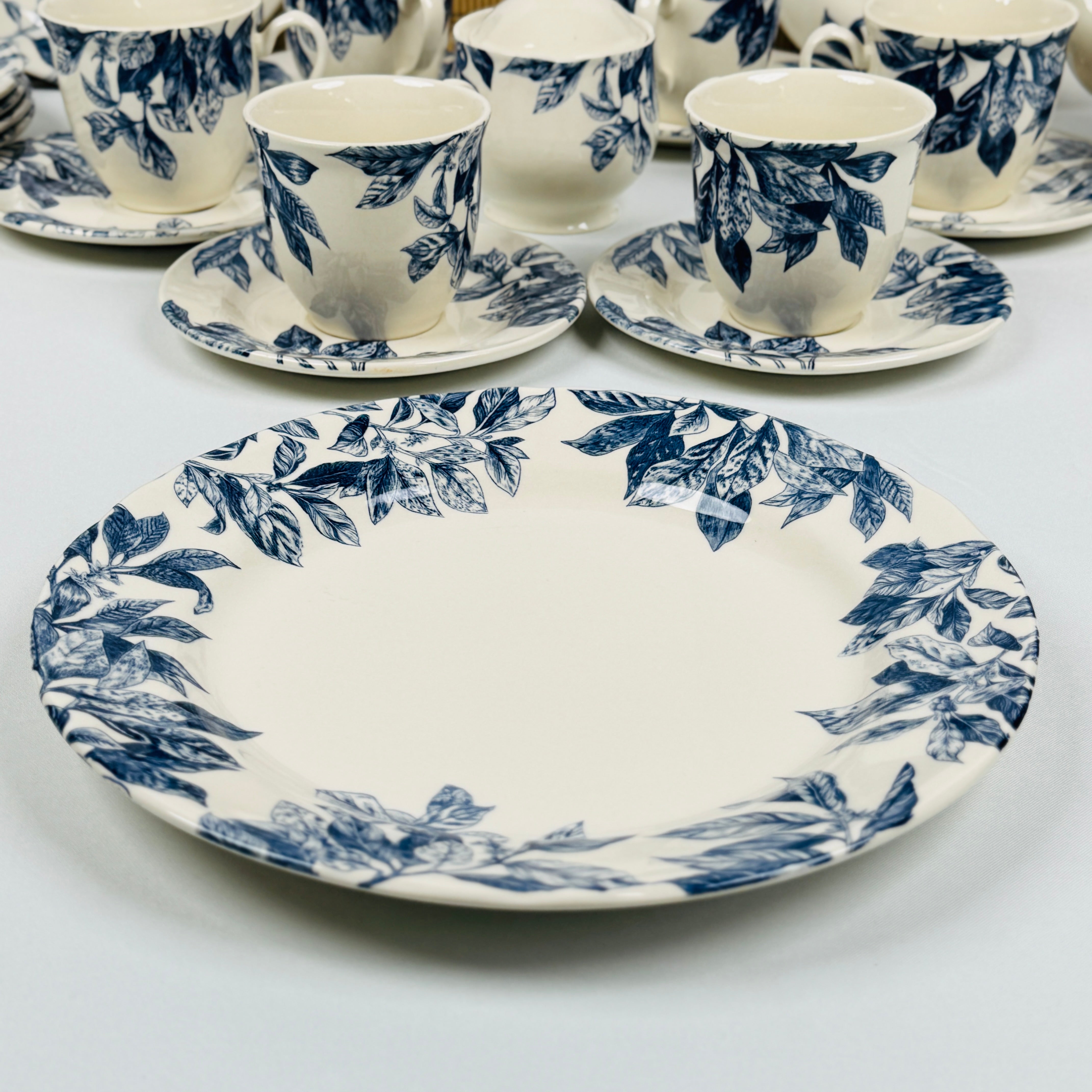 Botanical Leaf Blue Dinner Set - Claytan