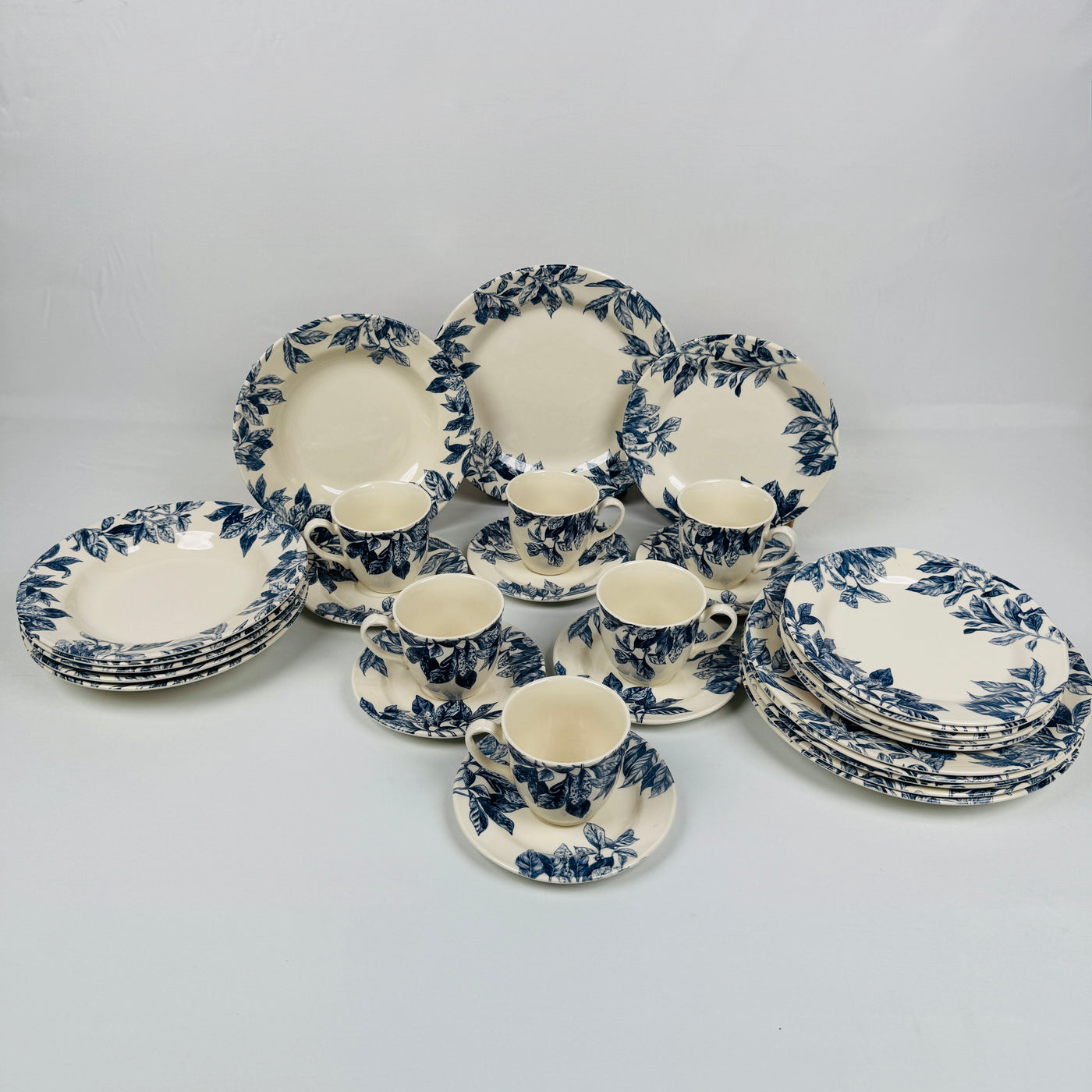 Botanical Leaf Blue Dinner Set - Claytan
