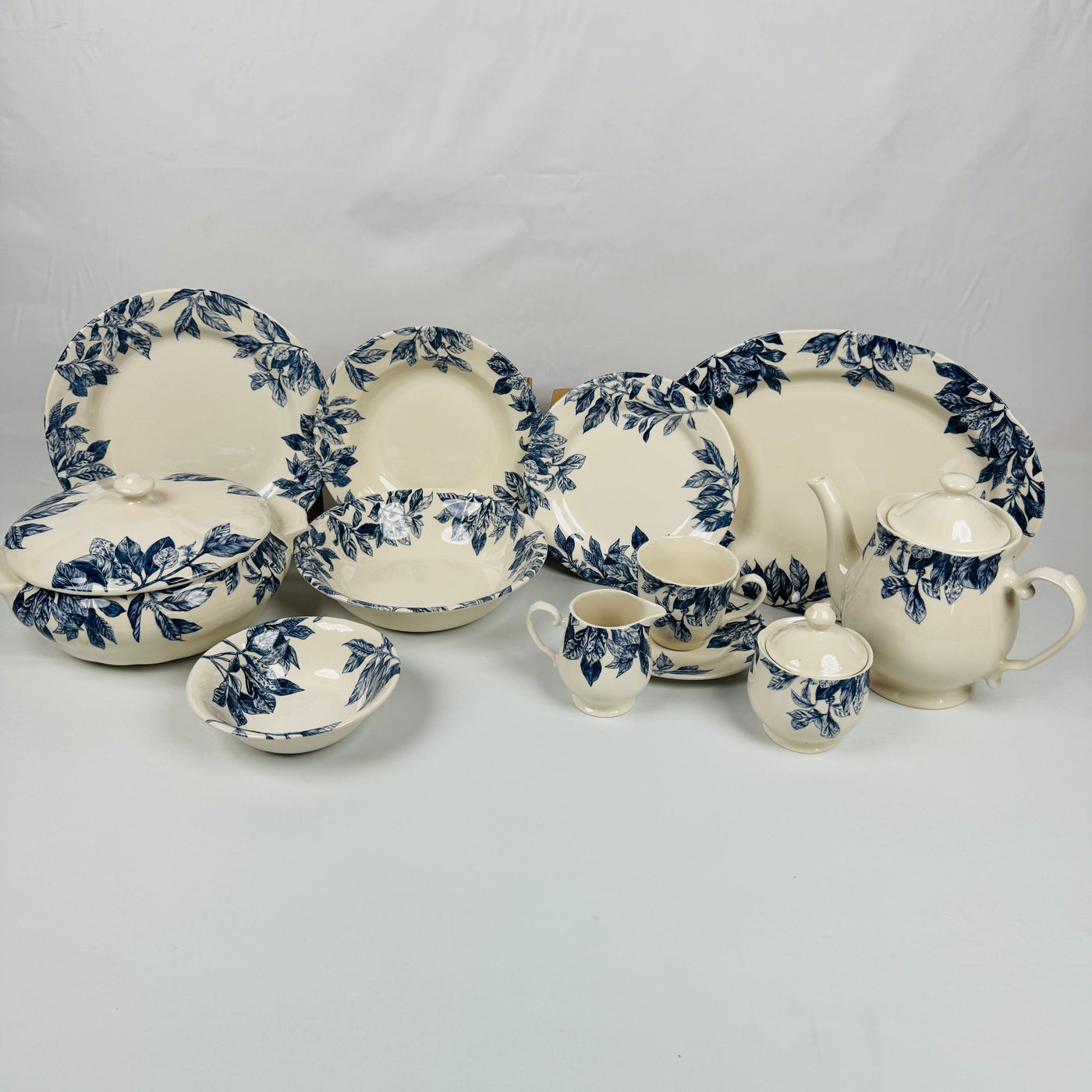 Botanical Leaf Blue Dinner Set - Claytan