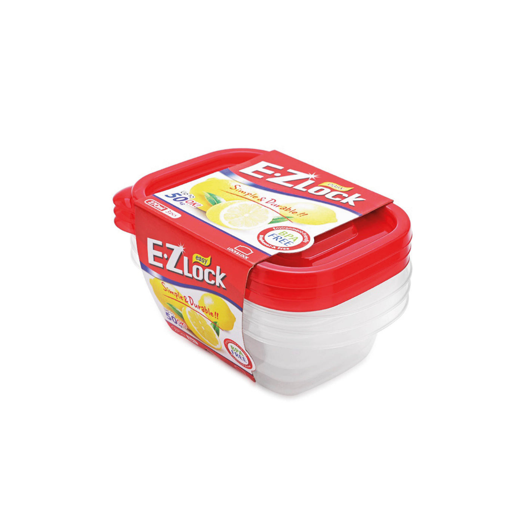 Ez Lock Rectangular Container 270Ml 3P Set Red