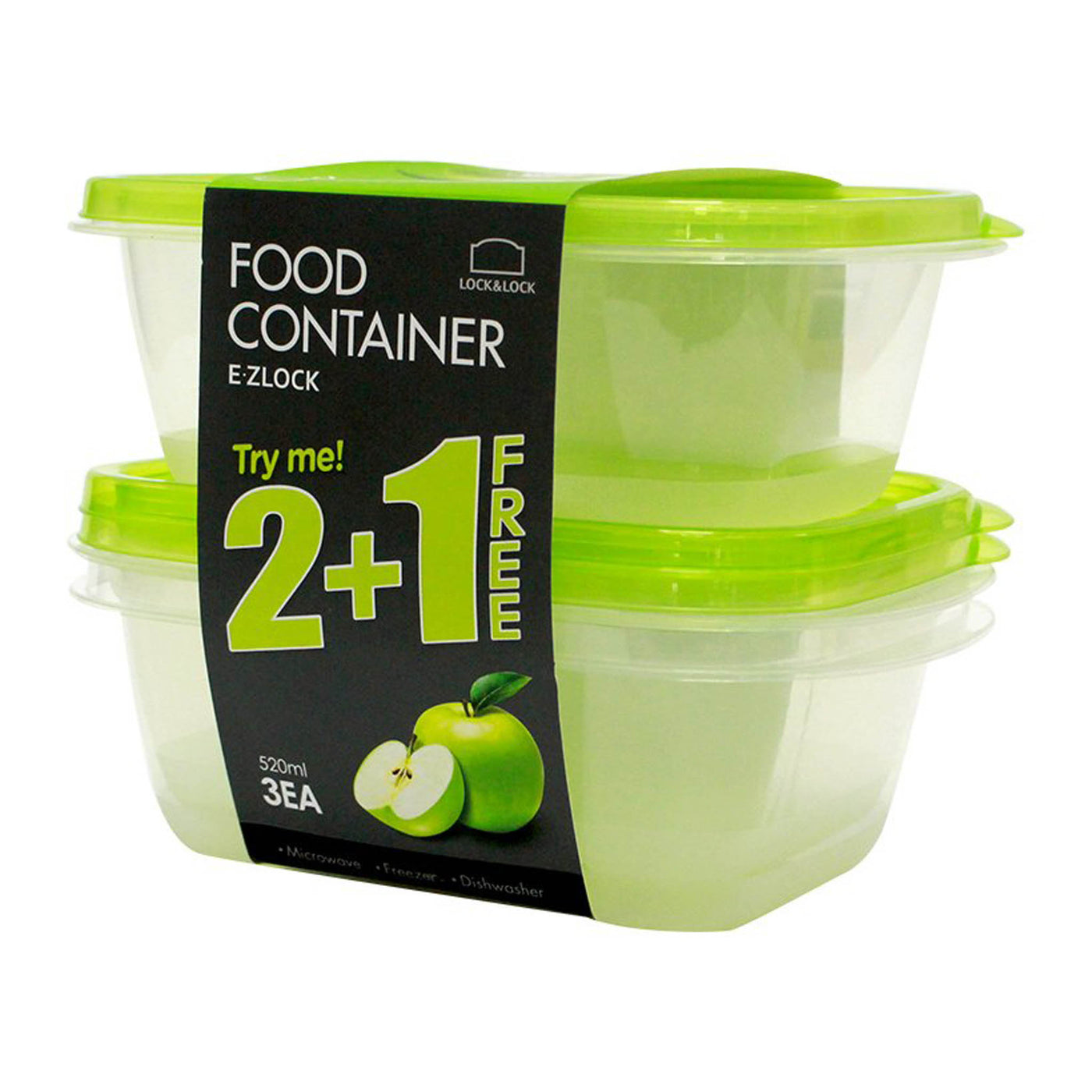 New Ez Lock Rectangular. Container 520Ml 3P Set