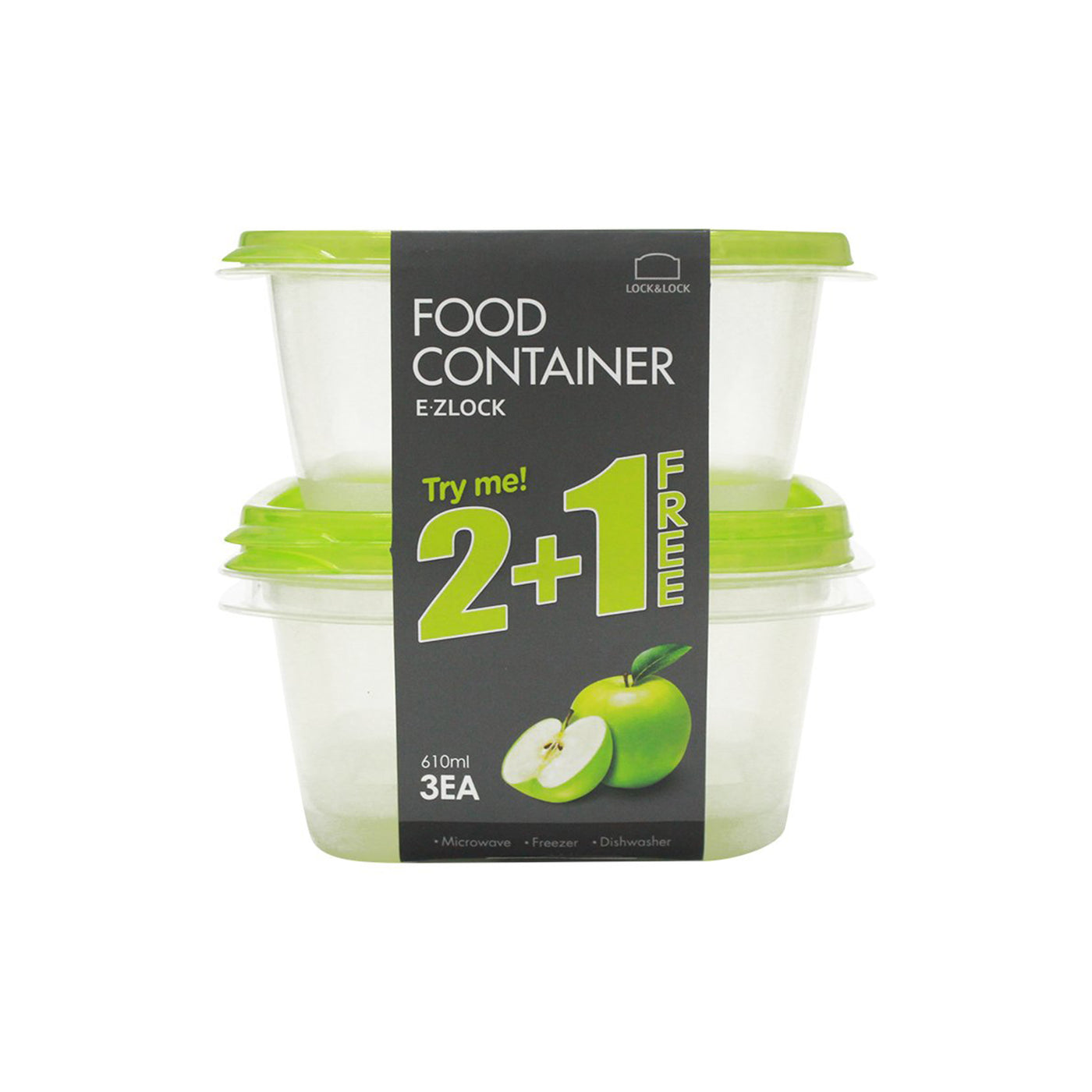 New Ez Lock Rectangular Container 610Ml 3P Set